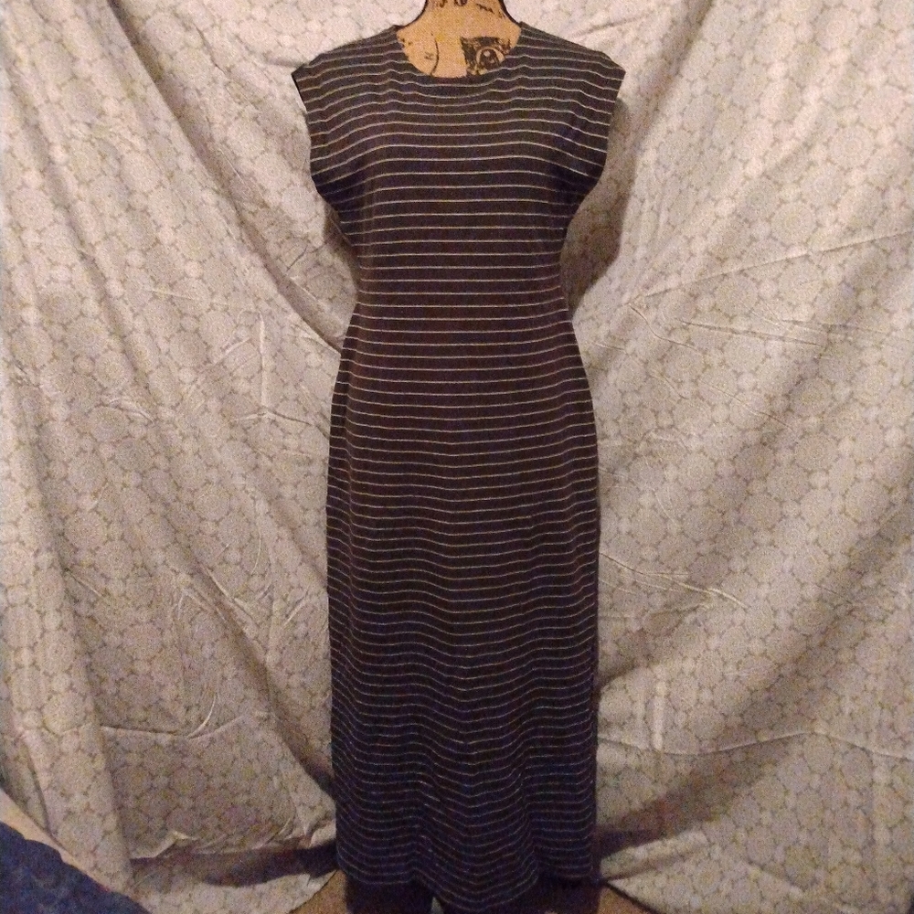 Club Monaco Black Striped Long Dress
